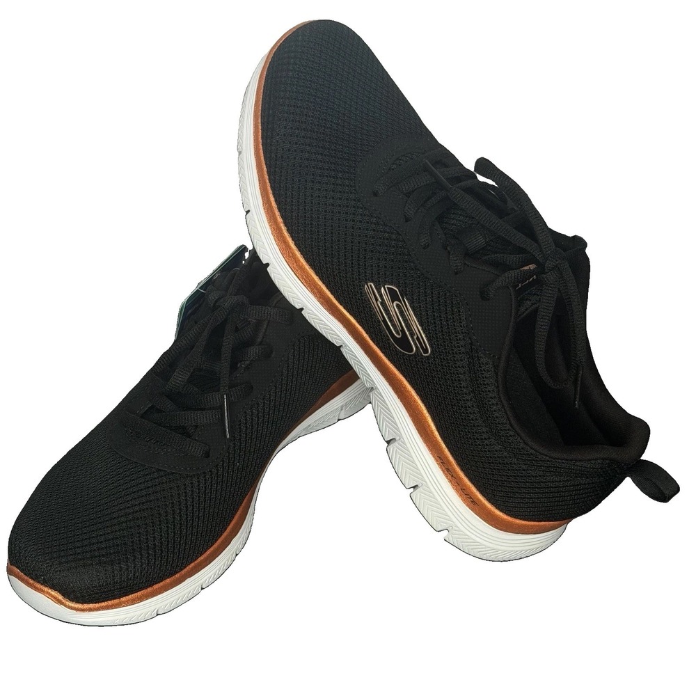 Skechers Women's Black Athletic Sneakers with Copper Accent